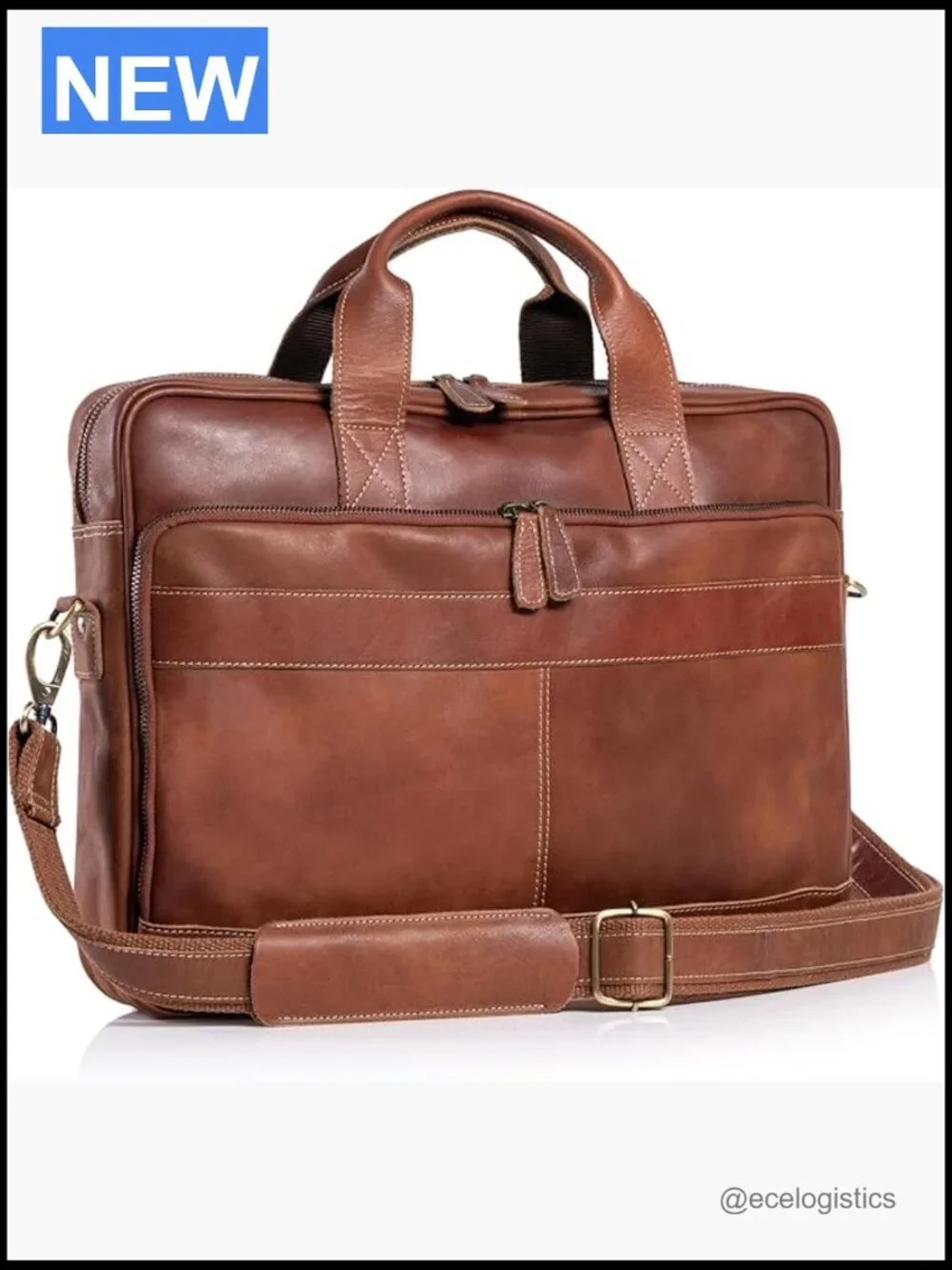 Leather Laptop Messenger Bag 16 inch Briefcase Satchel Trolley Compatible